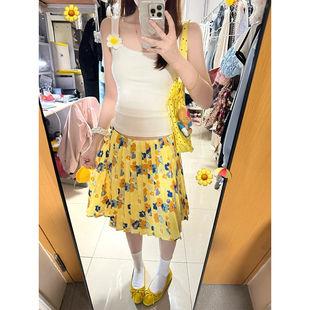 8uioio 洋甘菊梦境 碎花半身裙女夏季2025新款套装显瘦a字百褶裙