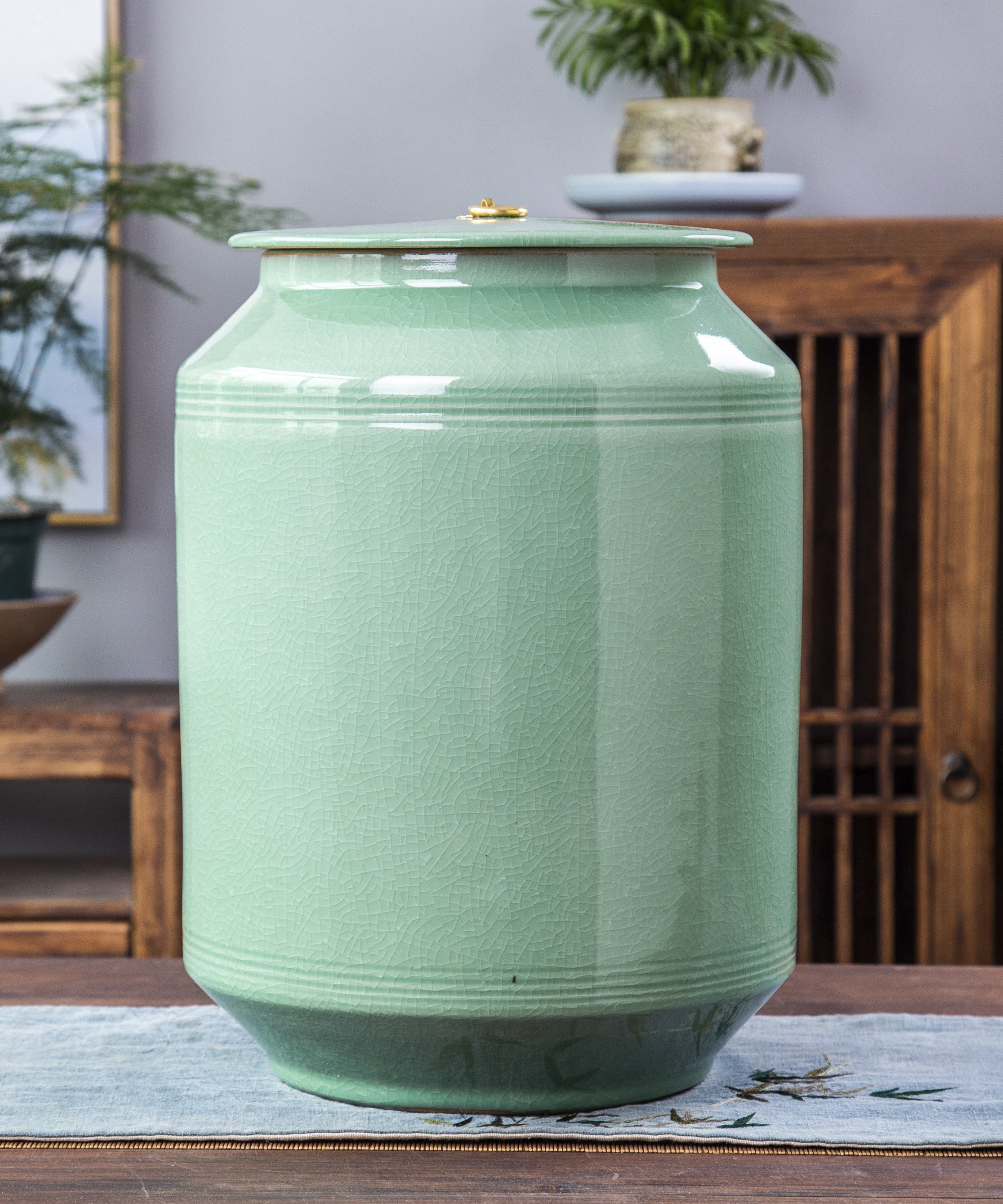 景德镇瓷器米缸水缸茶叶罐储物罐15斤20斤30斤50斤带盖防潮防虫