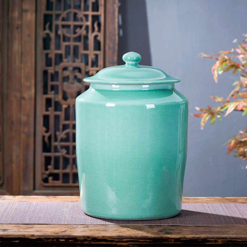 陶瓷米缸家用简约米桶茶叶罐茶饼20斤15kg大号密封防潮红茶绿色白,厨房/烹饪用具,米桶/米缸,淘宝优惠券,粉丝福利购,淘宝优惠卷