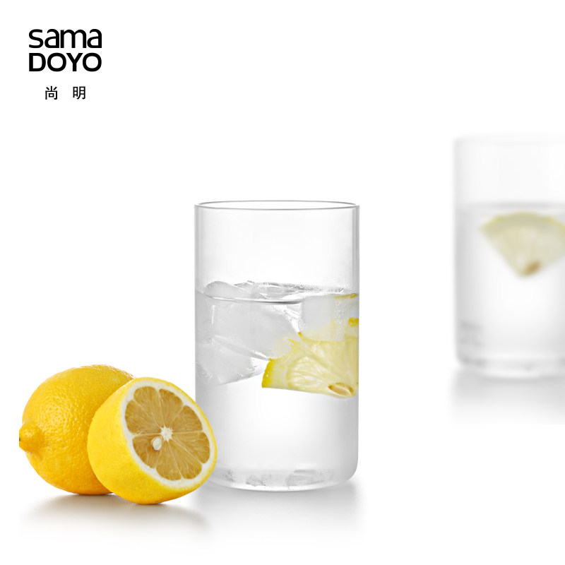 尚明玻璃茶杯耐热玻璃透明直身喝绿茶杯随手杯水杯子个人办公杯子