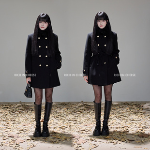 气质毛领外套千金风高级夹棉毛呢大衣 冬季 RICHINCHEESE 留洋千金