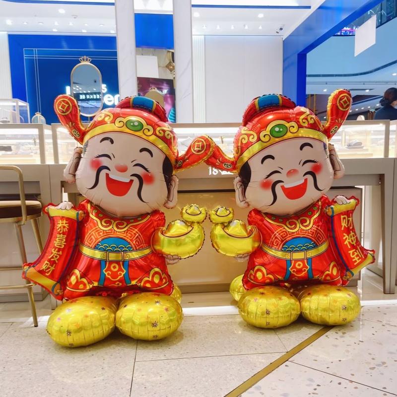 2026马年新年超大财神爷招财猫气球春节商场珠宝店装饰摆件布置