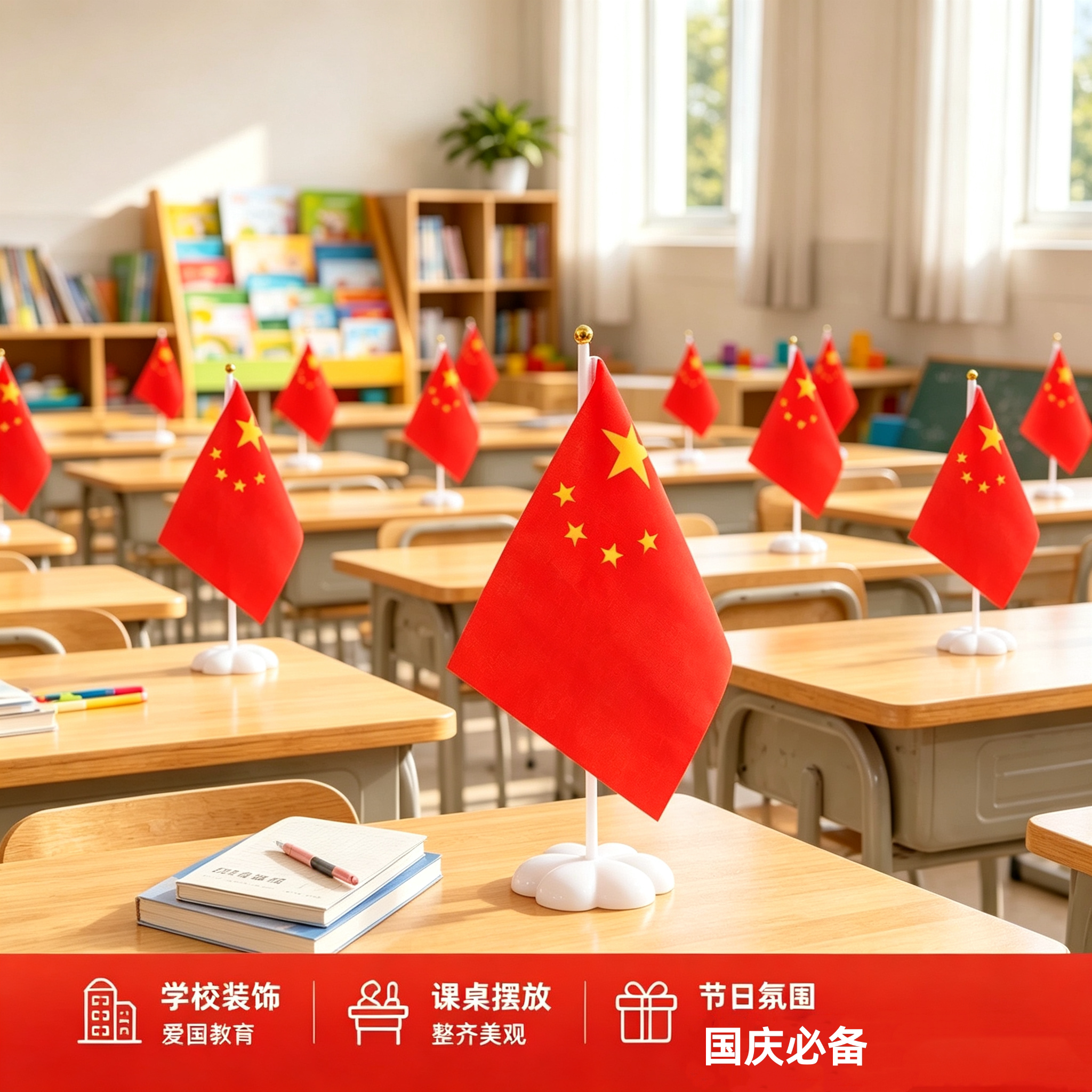 十一国庆节装饰小红旗摆件幼儿园小学课桌装扮商场柜台氛围布置