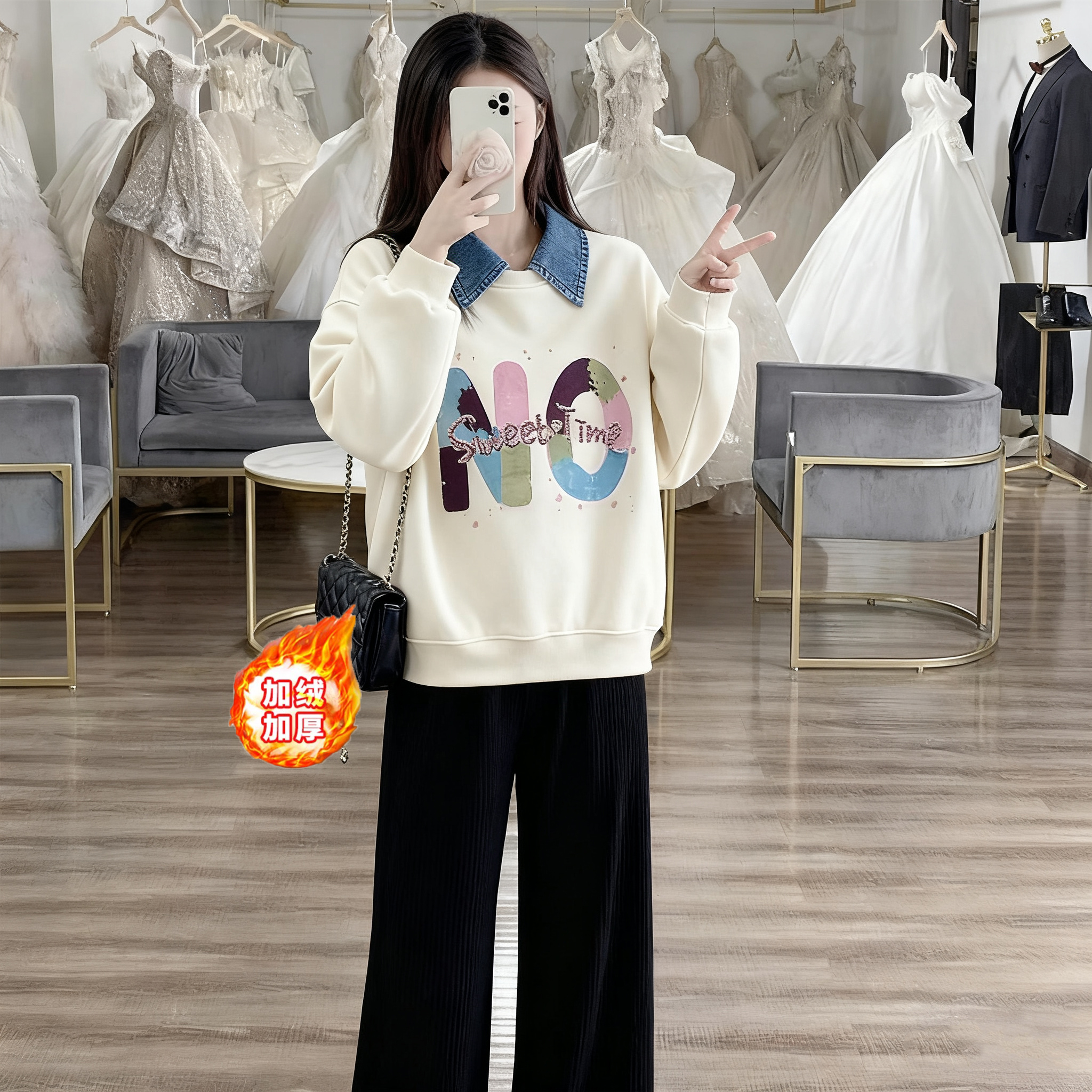 赠送运费险纯棉卫衣韩系套装洋气