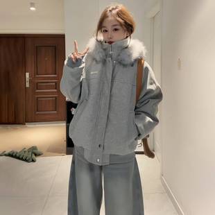 毛呢冬装棉服女2025冬季新款夹棉加厚学生外套工装棉衣小个子棉袄