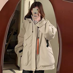 300斤特大码 加厚保暖连帽冲锋衣女胖mm韩系宽松显瘦学生棉服外套