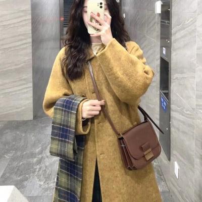 黄色双面羊绒大衣女2025秋冬新款韩系高级感气质羊毛呢子外套