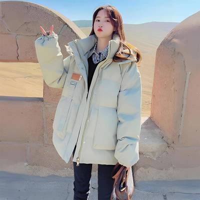 胖mm特大码豆绿色加厚保暖棉服上衣女新款小众设计感学生棉衣外套