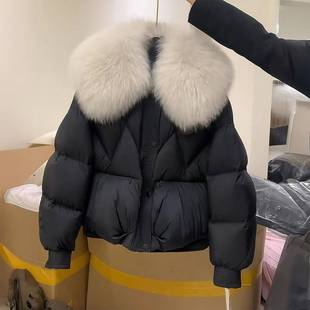 新款 慵懒风黑色夹棉棉服女冬季 加厚保暖学生棉衣外套 女装 胖mm大码