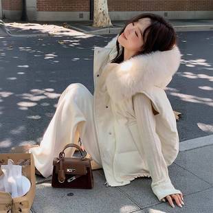 胖mm特大码 加厚保暖连帽棉服女显瘦不臃肿白色慵懒风百搭马甲 韩版