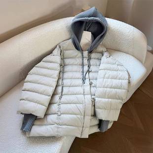 超好看 胖mm杏灰色小众百搭夹棉棉服女冬季 假两件面包服 女装 大码