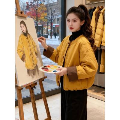网红设计感连帽长袖棉服女2025新款小众洋气时尚百搭显瘦潮流衣服