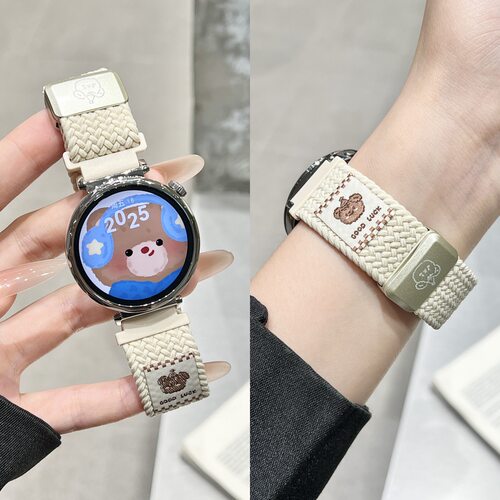 音乐小熊尼龙编织磁吸表带适用GT7华为GT6手表gt5表带watch4/3pro