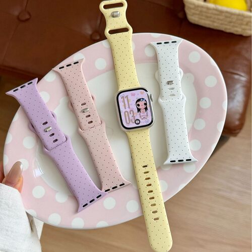 适用于苹果iwatch11手表s10反扣小波点硅胶表带Applewatch9SE8765
