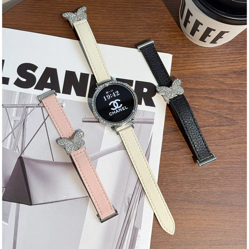 适用华为手环fit4荔枝纹表带小米9pro女款蝴蝶红米watch5 gt6表带