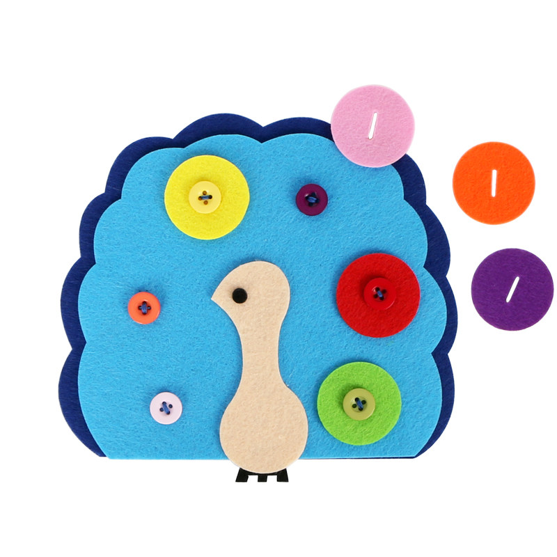 幼儿园区域不织布扣扣子材料包区角diy手工孔雀纽扣材料包玩教具