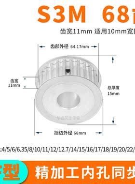 同步轮S3M68齿宽11A内孔5 6 8 10 12 14 15 1925同步带轮套装定做