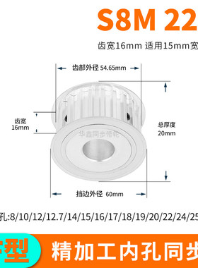 同步轮S8M22齿宽16内孔8 10 12 14 15 17 19 20同步带轮S8M15套装