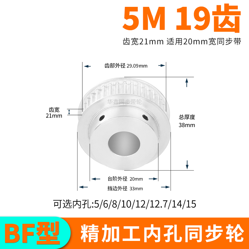 现货同步轮5M19齿BF齿宽21总厚38
