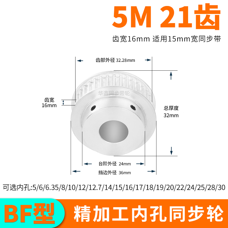 现货同步轮5M21齿BF齿宽16总厚32
