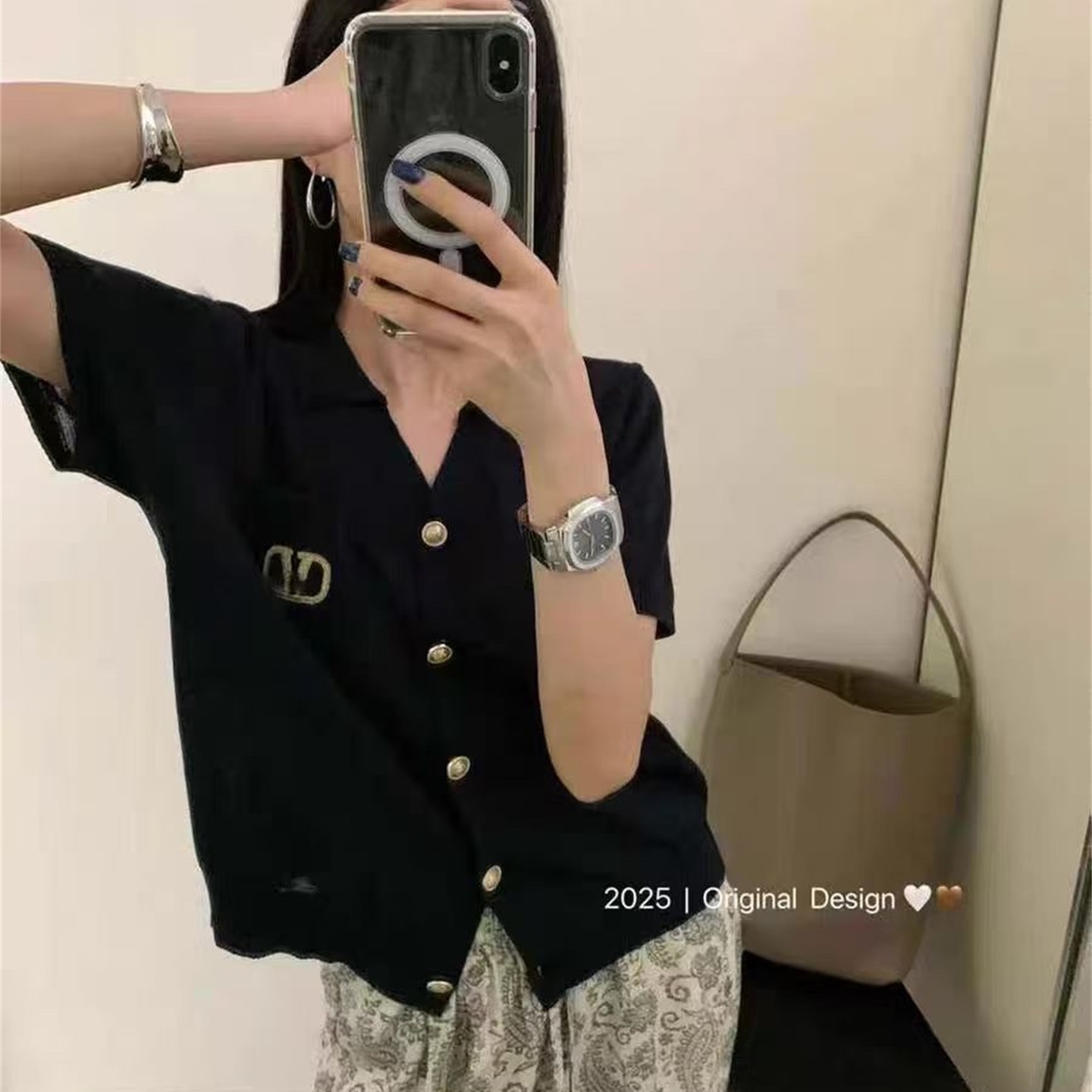 2025夏季新款时尚翻领高级感无袖针织衫女欧洲站亚麻上衣潮69183