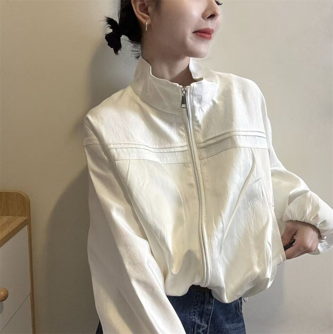 简约立领拉链短外套女2026春季新款宽松休闲百搭小个子夹克上衣