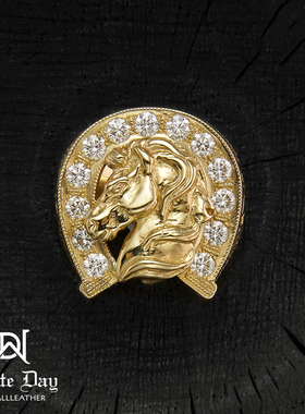 银饰18K金马蹄镶钻戒指