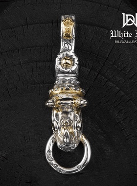 BWL涂鸦鎏金犀牛吊坠925银