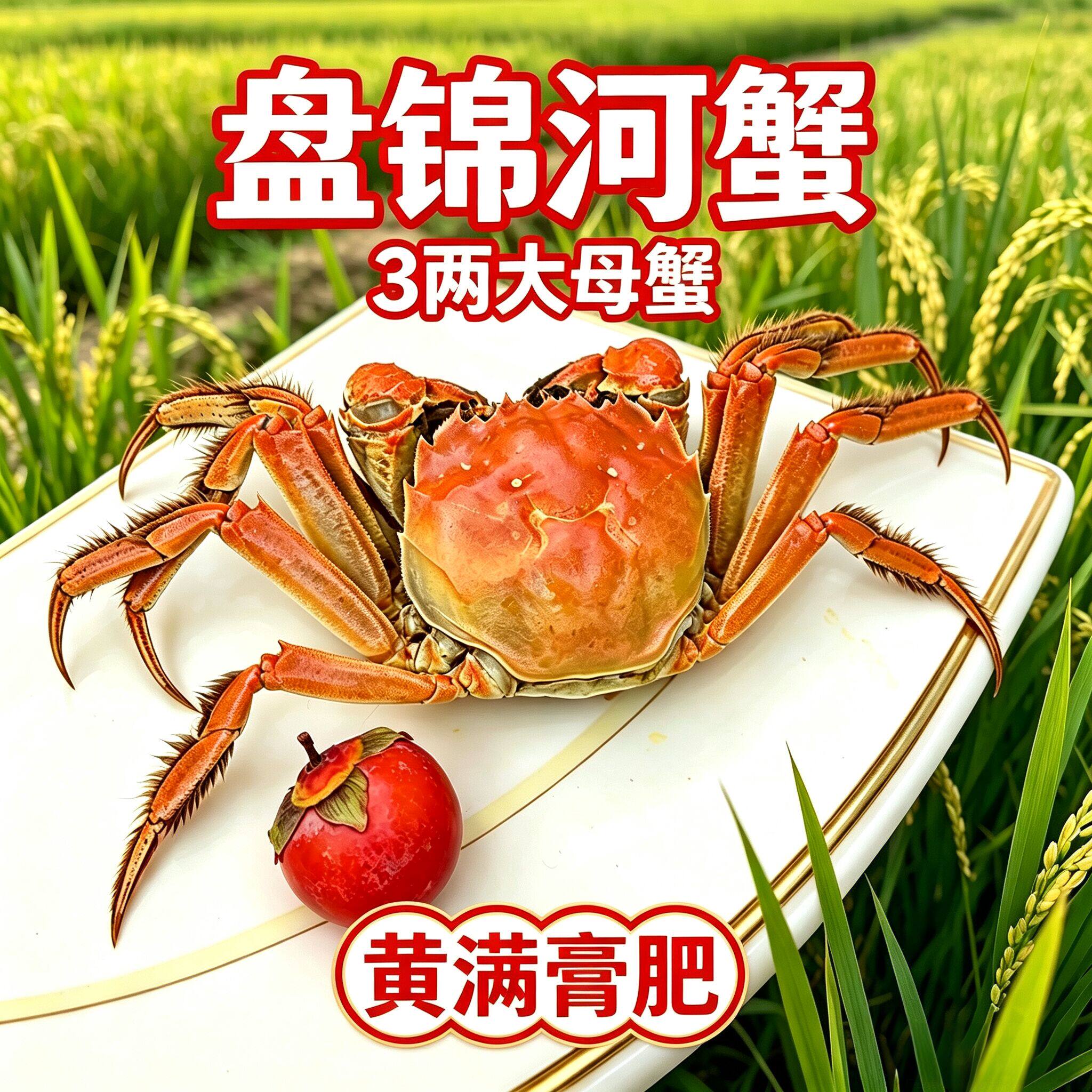 3两大母蟹顶盖肥半斤大公蟹膏满