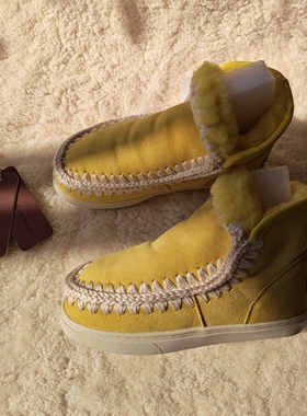 微瑕疵！MOU爱斯基摩冬季保暖羊皮毛一体雪地靴内增高女羊毛短靴