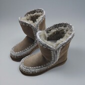 MOU爱斯基摩中筒雪地靴女冬季 保暖皮毛一体羚羊棕色靴子懒人女鞋