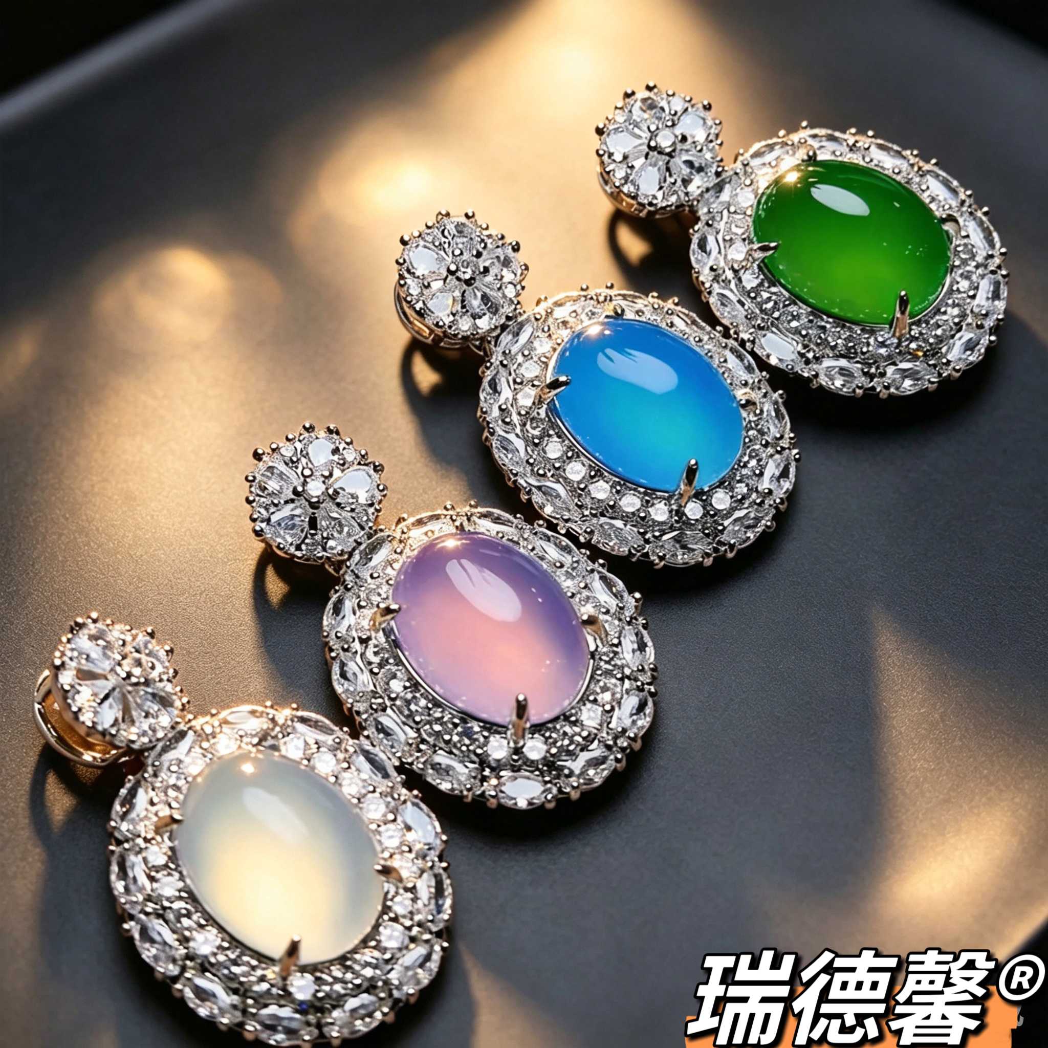 冰种绿玉髓鸽子蛋吊坠女款镶嵌粉玛瑙项链新中式国风挂坠送女友