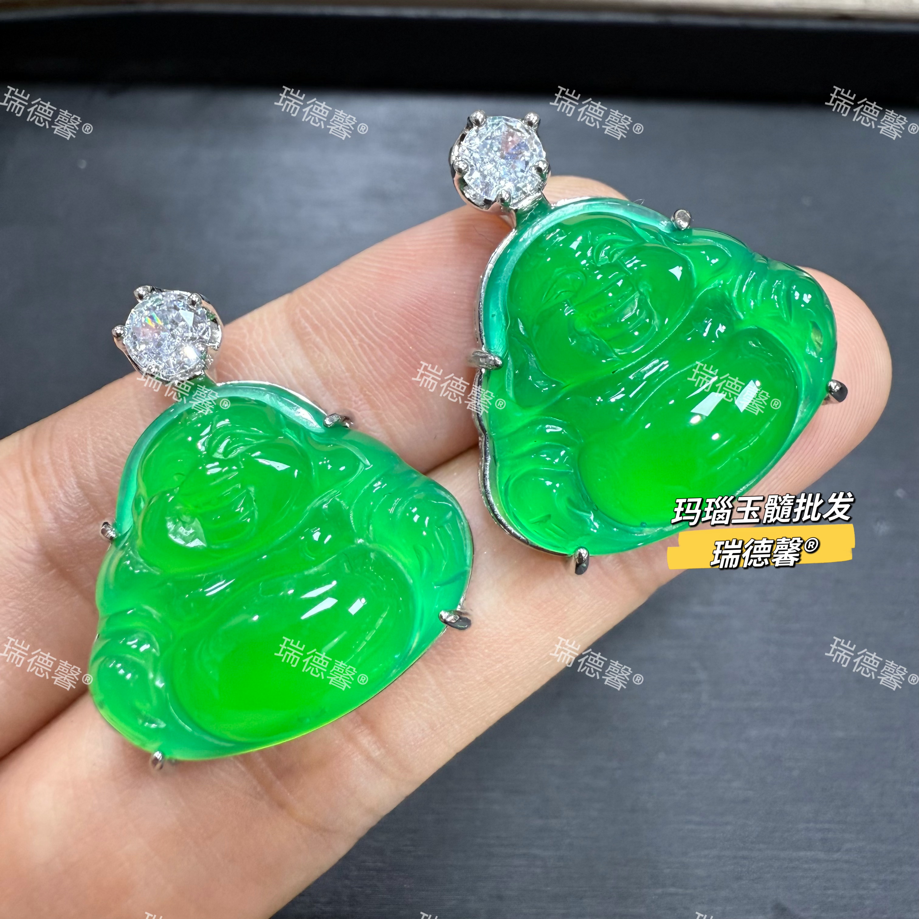 冰种玉髓小佛公吊坠锁骨链项链