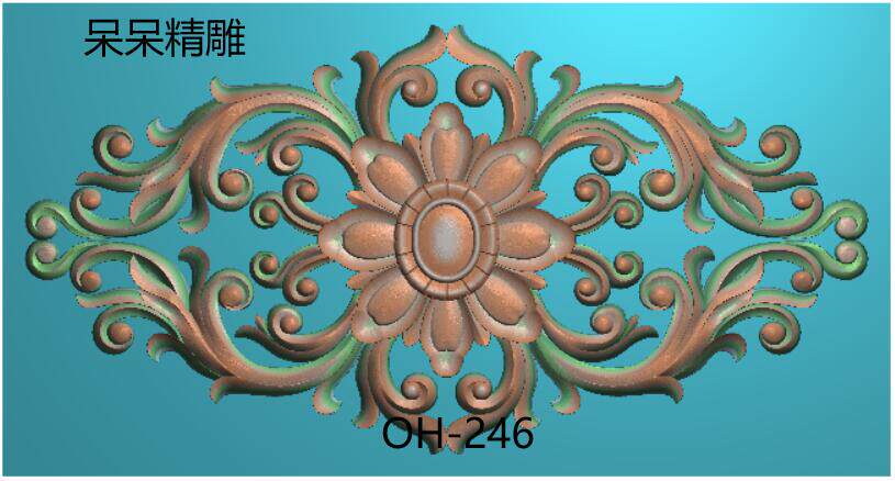 精雕图欧式长方形洋花门芯门花镂空贴花抽屉木雕浮雕图灰度图