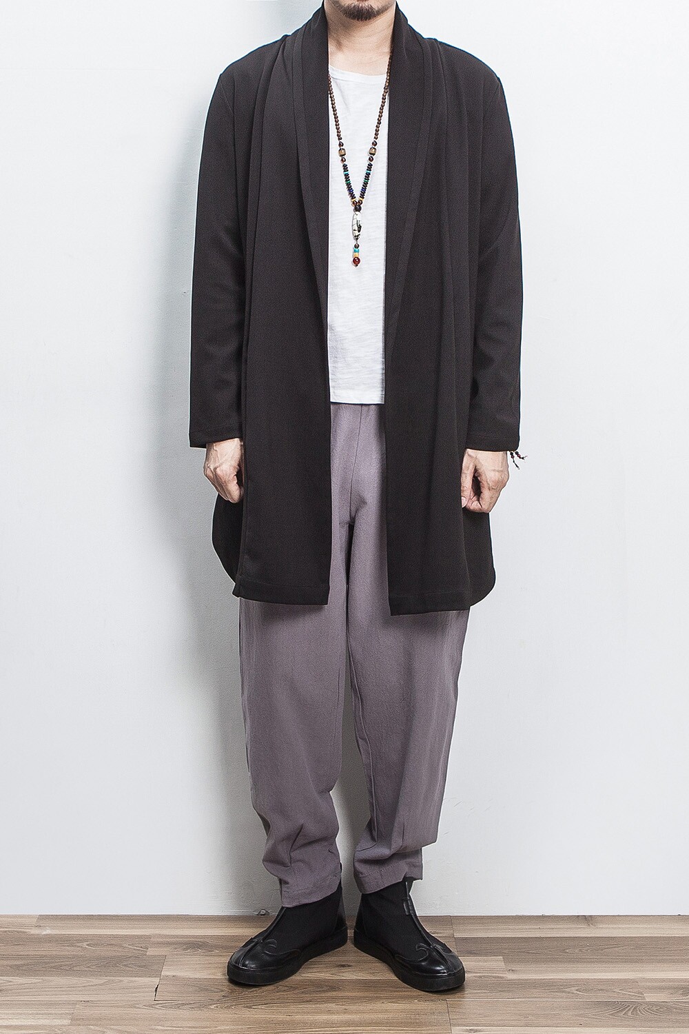 春装风白墙男士开衫风衣中长款外套A032/FY01/90控108,男装风衣,电商A032