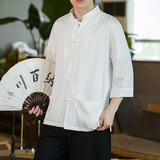 咖啡厅黑色2024新款夏季男士复古冰丝大码风衬衫A032/C70/75，男装衬衫，电商A032