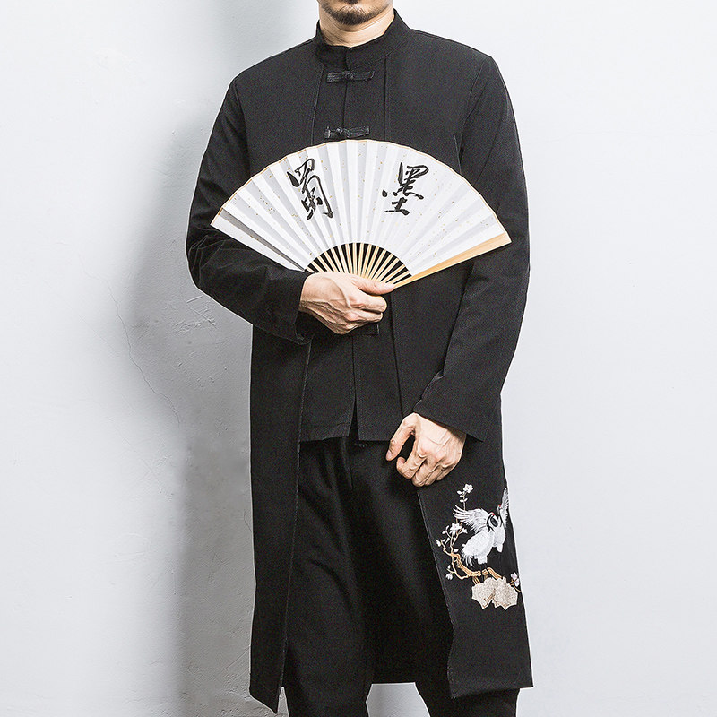 白墙风春装假两件男士风衣松鹤刺绣外套A032/1903/95控128,男装风衣,电商A032