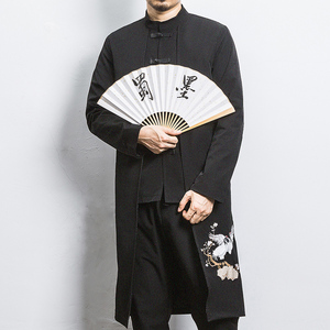 白墙 风春装假两件男士风衣松鹤刺绣外套A032/1903/95控128图片