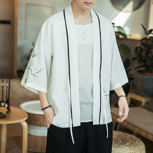 咖啡厅风竹子刺绣七分袖开衫汉服防晒衣白色A032/2205/50控68图片