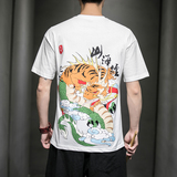 风夏装山海经系列情侣印花男士短袖T恤衫虎鲛黑A032/T105/35，男装T恤，电商A032