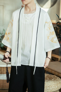 咖啡厅风龙凤刺绣七分袖开衫汉服防晒衣白色A032/2206/50控68图片