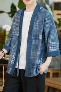 咖啡厅蓝色 2024新款夏男士复古牛仔大码风开衫A032/KS007/60图片