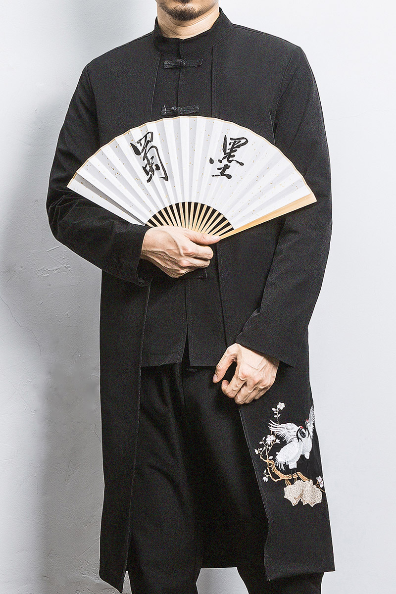 白墙风春装假两件男士风衣松鹤刺绣外套A032/1903/95控128,男装风衣,电商A032