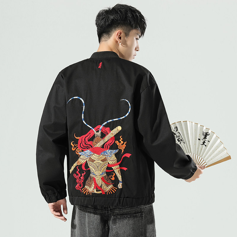白墙风春装男士棒球领大圣刺绣夹克潮外套A032/JK155/120,男装夹克,电商A032