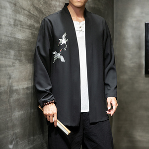 W基地 风春装新款男士仙鹤刺绣汉服道袍外套A032/6601/50控68图片