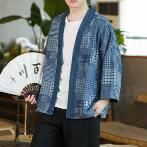 咖啡厅蓝色 2024新款夏男士复古牛仔大码风开衫A032/KS007/60图片