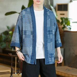 咖啡厅蓝色 2024新款夏男士复古牛仔大码风开衫A032/KS007/60图片
