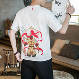 咖啡厅风重工杨戬刺绣情侣短袖T恤白色版权A032/T102/65，男装T恤，电商A032