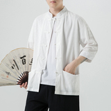 无影墙白色2024新款夏季男士复古冰丝大码风衬衫A032/C70/75，男装衬衫，电商A032