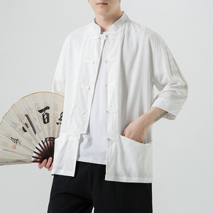 无影墙白色 2024新款夏季男士复古冰丝大码风衬衫A032/C70/75图片
